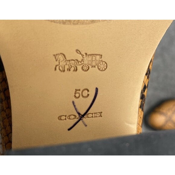 COACH Size 5C Low Western Booties Python Print Block Heel Leather Brown - Picture 9 of 12